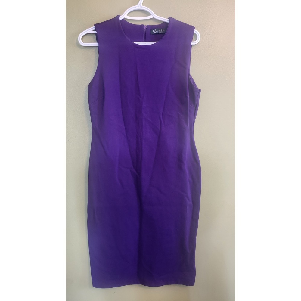 Lauren Ralph Lauren Womens Purple Sleeveless Crew Neck Midi Dress